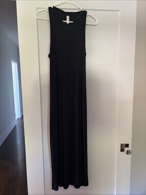 Daily Practice Ribbed Black Midi Dress